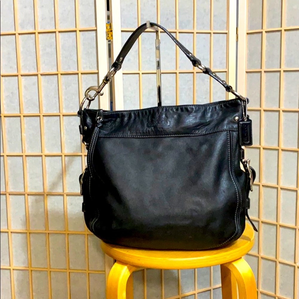 Vintage Coach Shoulder Bag Black Leather